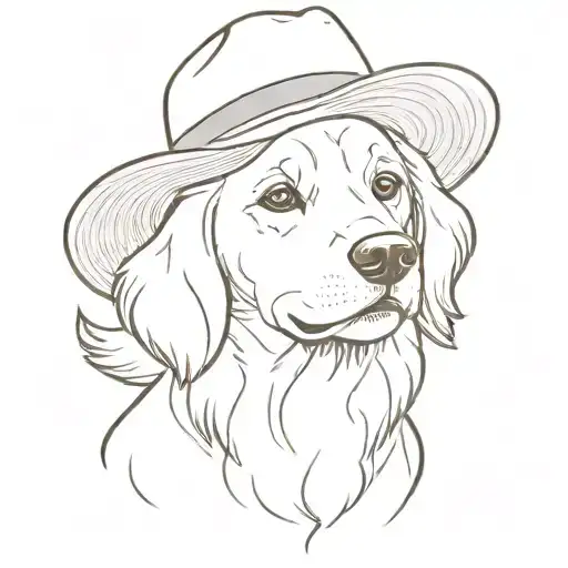 golden retriever wearing straw hat luffy tattoo design idea