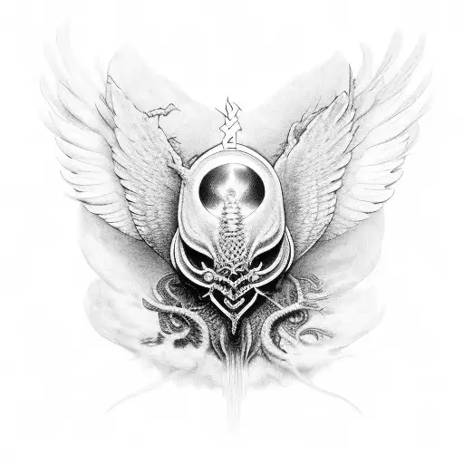 four living creatures before God’s throne that had six wings and were covered with eyes all around tattoo design idea