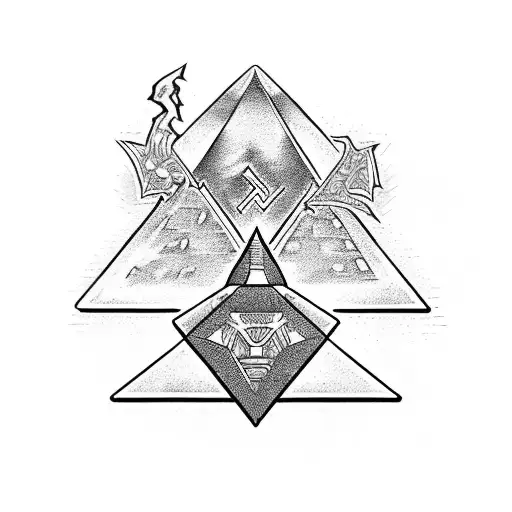 A pyramid transformed into a Yu-Gi-Oh duel arena tattoo design idea