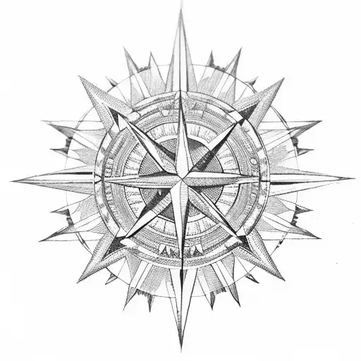 An intricately designed wooden compass rose, with each direction represented by a different woodworking tool, symbolizing your love for both nature and craftsmanship. tattoo design idea