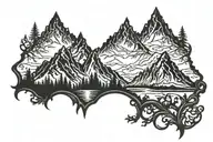 Mountain range silhouette tattoo design idea