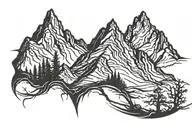 Mountain range silhouette tattoo design idea