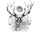 stag skull with large crow tattoo design idea