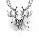 stag skull with large crow tattoo design idea
