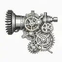 Incorporate intricate metal gears and machinery into a design with a blackwork style tattoo design idea