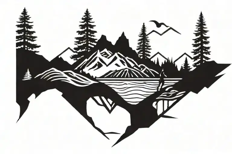 trail running mountain tattoo design idea