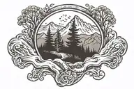 trail running mountain tattoo design idea