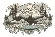 trail running mountain tattoo design idea
