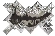 trail running mountain tattoo design idea