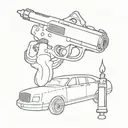 lighter with a car and joint tattoo tattoo design idea