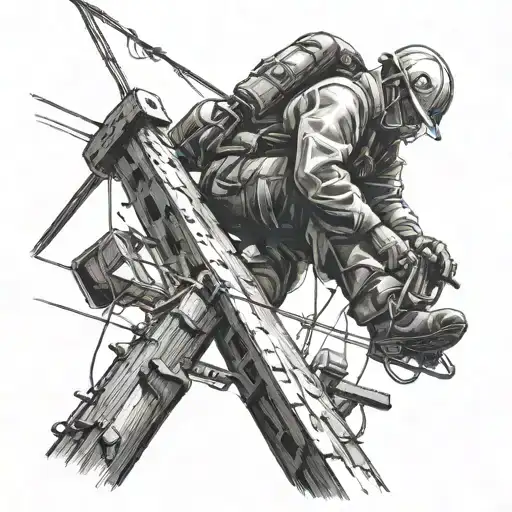 lineman working on power lines tattoo design idea