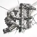 lineman working on power lines tattoo design idea