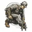 lineman working on power tattoo design idea