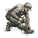 lineman working on power tattoo design idea