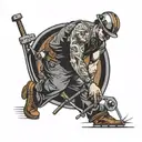 lineman working on power tattoo design idea