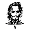 one line picture Johnny Depp  tattoo design idea