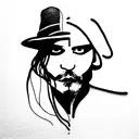 one line picture Johnny Depp  tattoo design idea