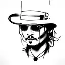 one line picture Johnny Depp  tattoo design idea