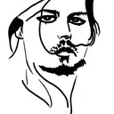 one line picture Johnny Depp  tattoo design idea