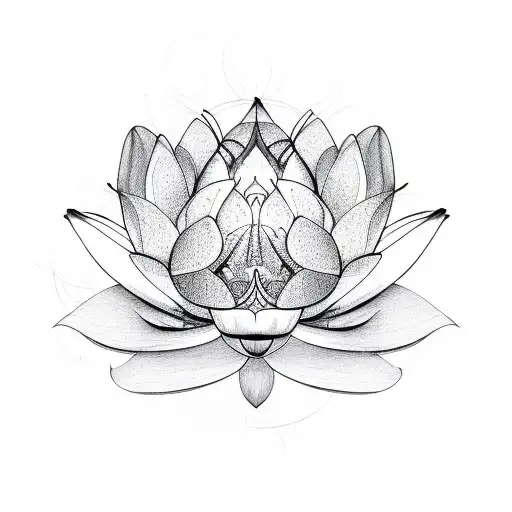 A sketch-style design featuring a butterfly and lotus intertwined tattoo design idea