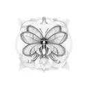 A sketch-style design featuring a butterfly and lotus intertwined tattoo design idea