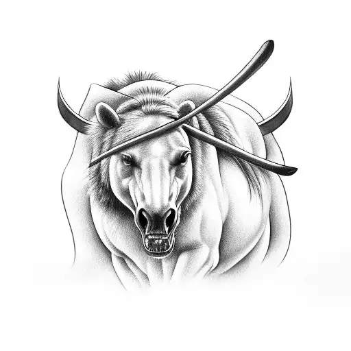 horse with bear claw tattoo design idea