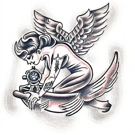 Max Brain  maxbrain traditional tattoo flash angel