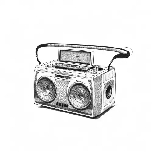 old school boombox with sound bubbles to draw in tattoo design idea