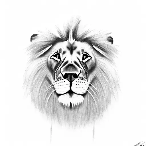 puppy lion watching himself in mirror big lion tattoo design idea