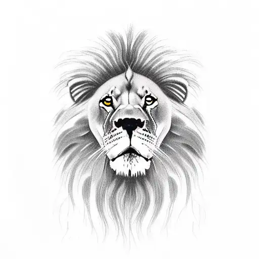 puppy lion watching himself in mirror big lion tattoo design idea