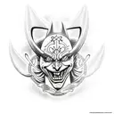 a tattoo with Jesus, Beelzebub, joker, Gatsu and the legendary pokemon tattoo design idea