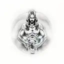a tattoo with Jesus, Beelzebub, joker, Gatsu and the legendary pokemon tattoo design idea
