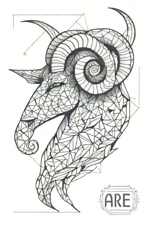 Aries astrological sign in geometric shape tattoo design idea