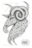 Aries astrological sign in geometric shape tattoo design idea