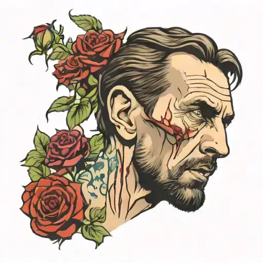 gareth southgate zombie headshot  tattoo design idea