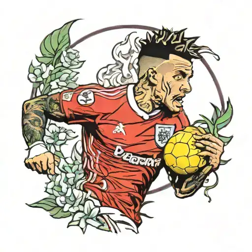 england footballer kyle walker zombie headshot  tattoo design idea