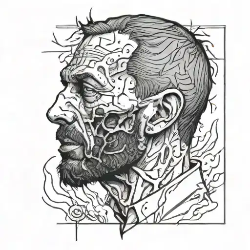 gareth southgate zombie headshot  tattoo design idea