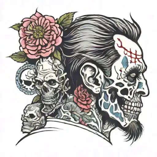 gareth southgate zombie headshot  tattoo design idea