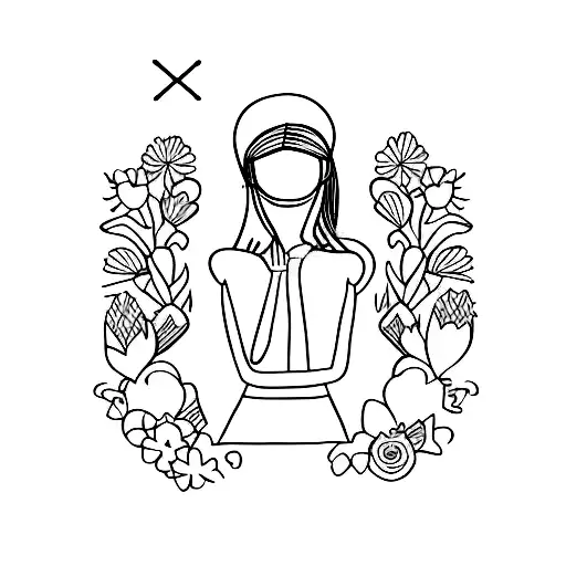 girl with a broken heart in her hands, tattoo design idea