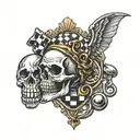 skull bones chess board design tattoo design idea