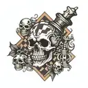 skull bones chess board design tattoo design idea
