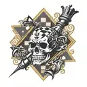 skull bones chess board design tattoo design idea