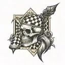 skull bones chess board design tattoo design idea