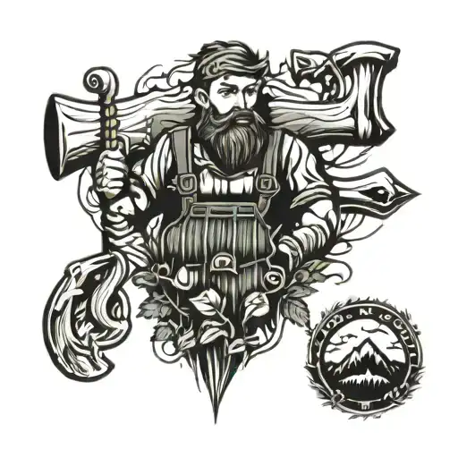 Lumberjack, strength family spirituality tattoo design idea