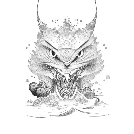 Eating Japanese food tattoo design idea