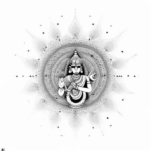 Sanskrit quote from the Bhagavad Gita with intricate geometric patterns tattoo design idea