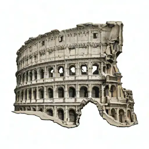 colosseum with gladiator head emerging tattoo design idea