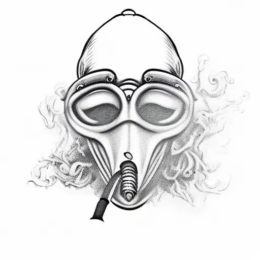 Smoke transforming into a plague doctor's mask tattoo design idea
