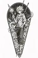 An anime character with magical powers holding a wand tattoo design idea