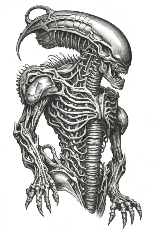 Xenomorph alien body tattoo design idea